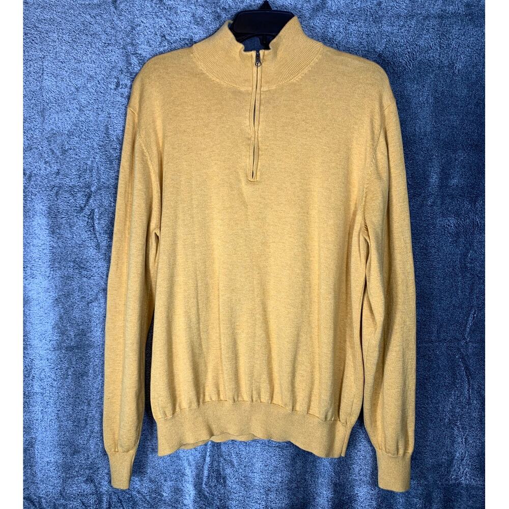 Paul Fredrick 1/4 Zip 100% Supima Cotton Pullover Sweater Mens L Basic Normcore